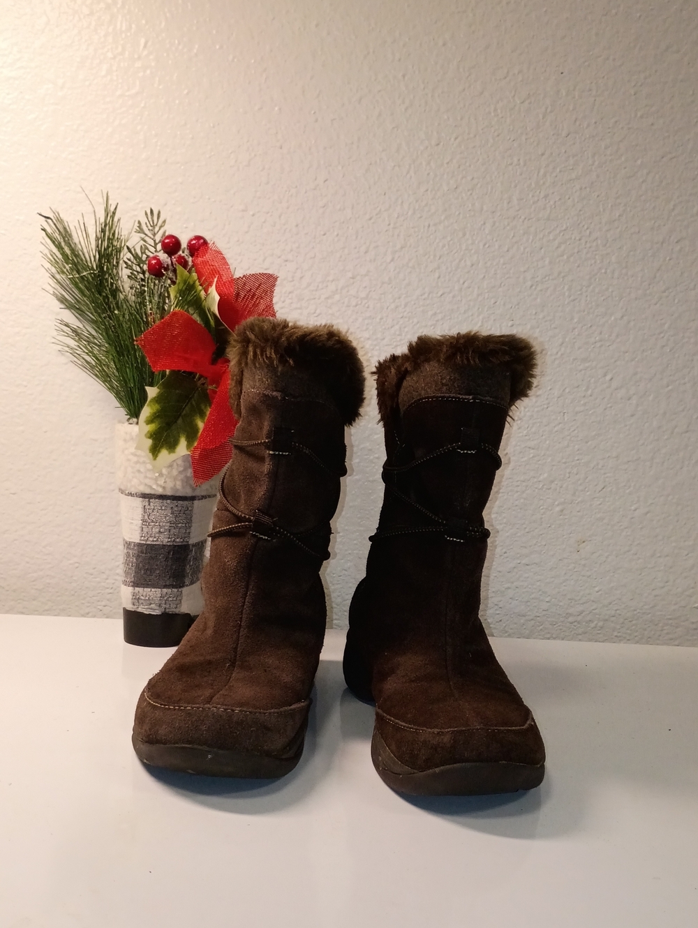 croft & barrow Brown Faux-Fur Suede Pull-On Winter Boots